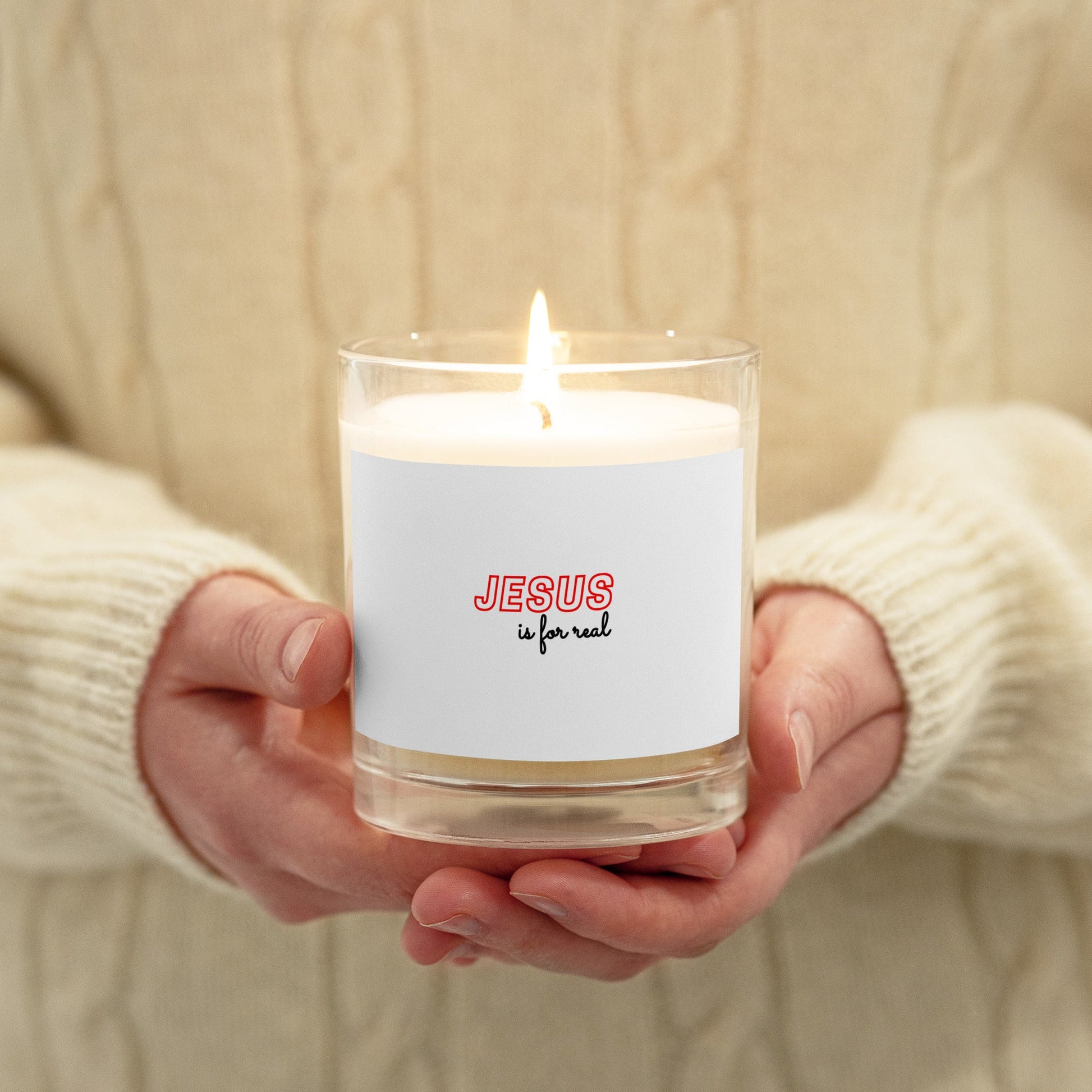 Glass jar soy wax candle - Jesus is for Real