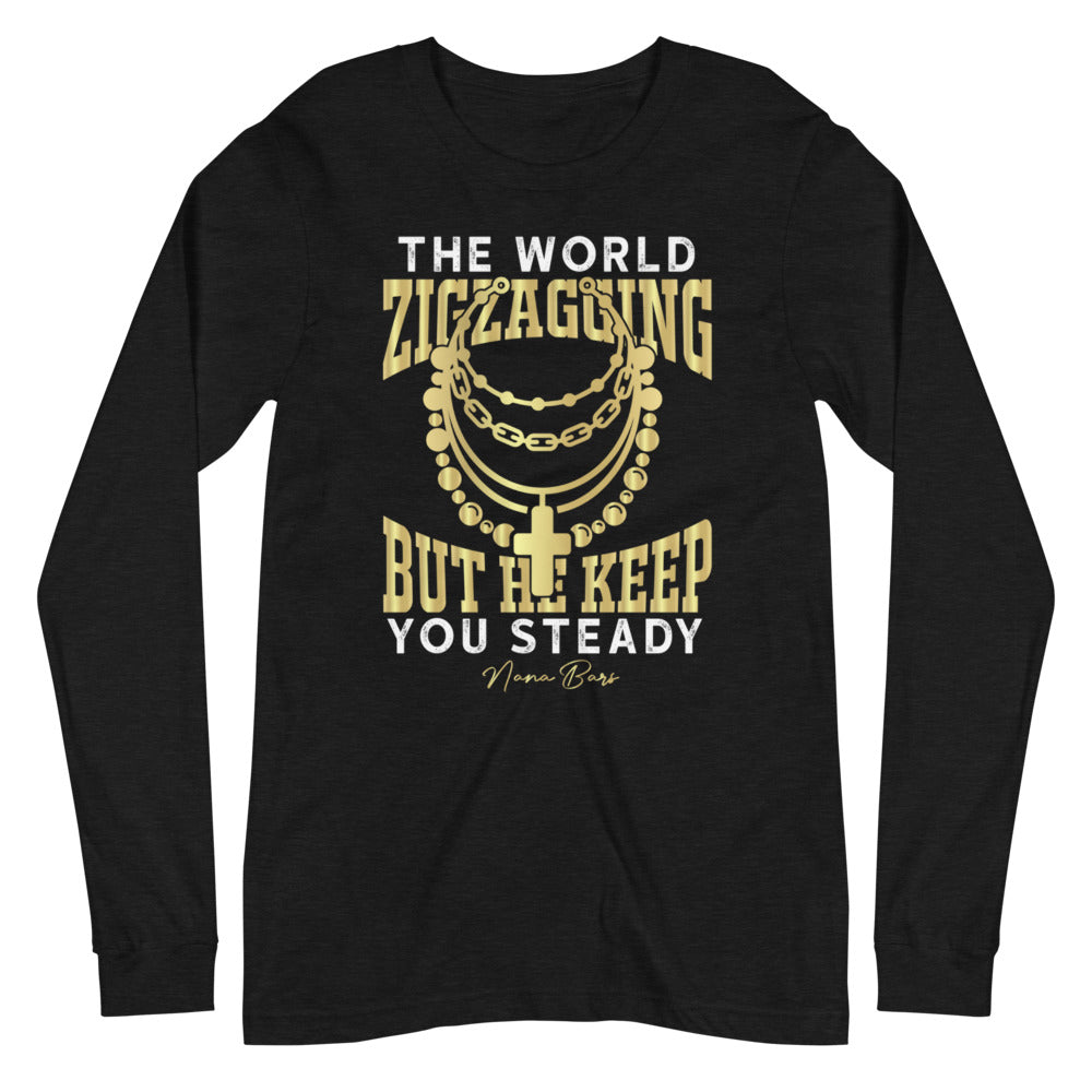 The World Zig Zag Going  Long Sleeve Tee